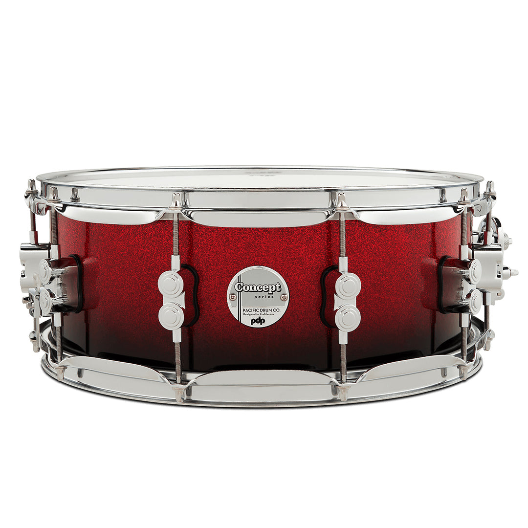 PDP Concept Maple Lacquer 5.5x14 Snare Drum w/ Chrome Hardware - Red to Black Fade
