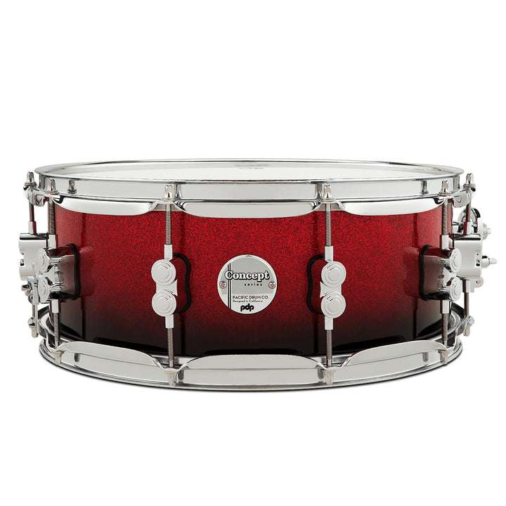 PDP Concept Maple Lacquer 5.5x14 Snare Drum w/ Chrome Hardware - Red to Black Fade