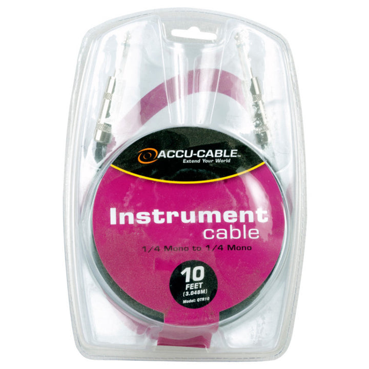 Accu-Cable 1/4” Male Instrument Guitar Cable 10 Feet