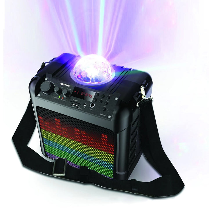 Gemini MPA-K650 Battery-Powered Karaoke Speaker 6.5” w/ LED Lightshow and Wired Microphone