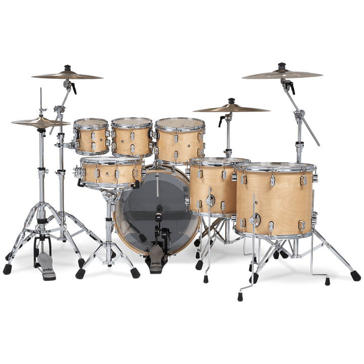 PDP Concept Maple Lacquer CM7 7-Piece Kit Shell Pack w/ Chrome Hardware (18x22 w/ BDM, 7x8, 8x10, 9x12, 12x14FT, 14x16FT, 5.5x14 Snare) - Natural Lacquer