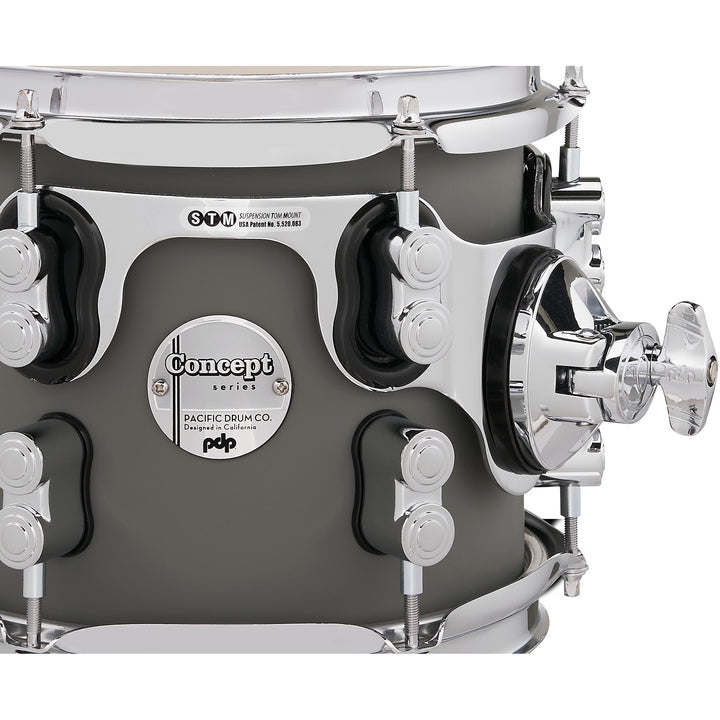 PDP Concept Maple Finish Ply CM5 5-Piece Kit Shell Pack w/ Chrome Hardware (18x22 w/ BDM, 8x10, 9x12, 14x16FT, 5.5x14 Snare) - Satin Pewter