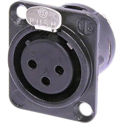 Neutrik NC3FD-L-BAG-1 - 3 Pin Black Chassis XLRF -D Size with Silver Contacts