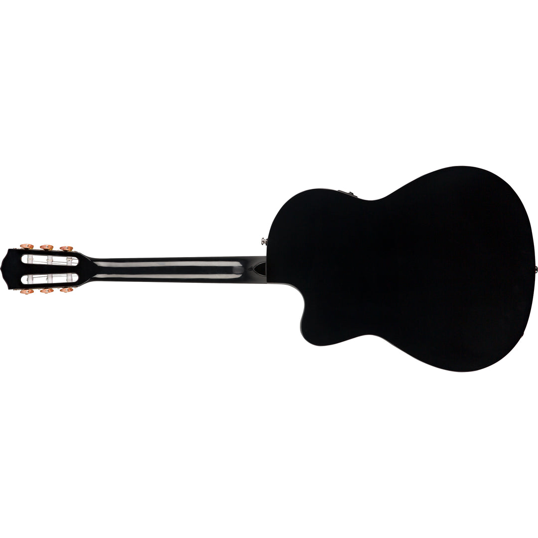 Fender CN-140SCE Nylon Thinline Walnut Fingerboard Classical Guitar w/ Case - Black