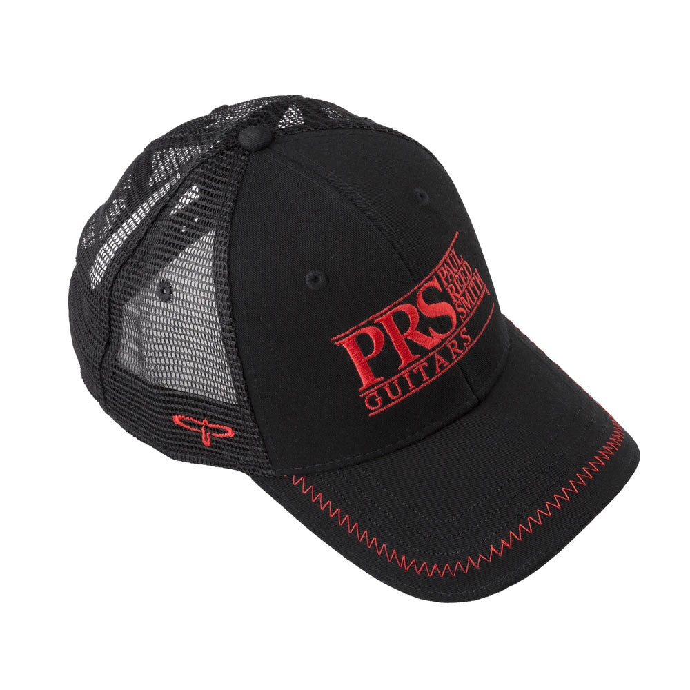 PRS Hat Trucker Block Logo - Red On Black