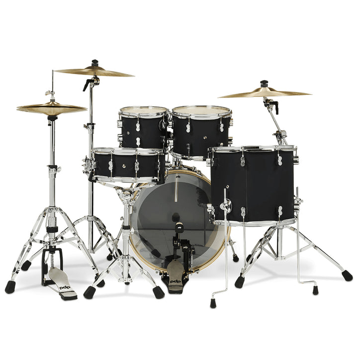 PDP Concept Maple Finish Ply CM5 5-Piece Kit Shell Pack w/ Chrome Hardware (18x22 w/ BDM, 8x10, 9x12, 14x16FT, 5.5x14 Snare) - Satin Black