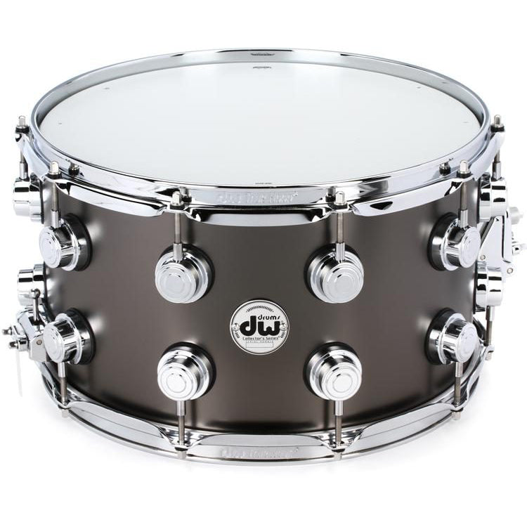 DW Collector's Series Metal Snare Drum Thin 1mm Black Nickel Over Brass Smooth Finish - 8x14