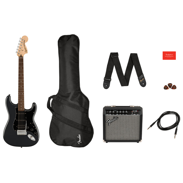 Squier Affinity Series Stratocaster HSS Guitar Player Pack (Charcoal Frost Metallic) 0372821069