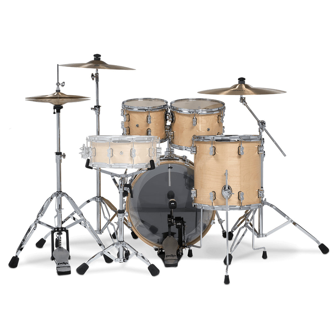 PDP Concept Maple Lacquer CM Fusion Kit Shell Pack w/ Chrome Hardware (16x20 w/ BDM, 8x10, 9x12, 14x14FT) - Natural Lacquer