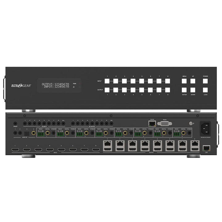 BZBGEAR - 8X8 HDMI and HDBaseT Matrix Switch with Bi-directional IR and ARC Function
