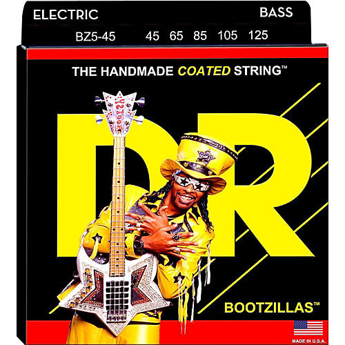 DR Strings BZ5-45 (Medium 5's) - BOOTZILLAS  - Coated Stainless Steel Bass: 45, 65, 85, 105, 125