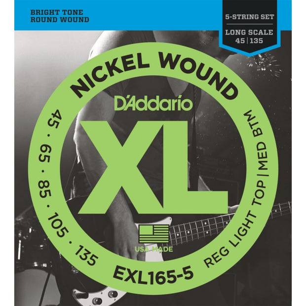 D'Addario EXL165-5 - SET BASS XL 45-135 LONG 5STR