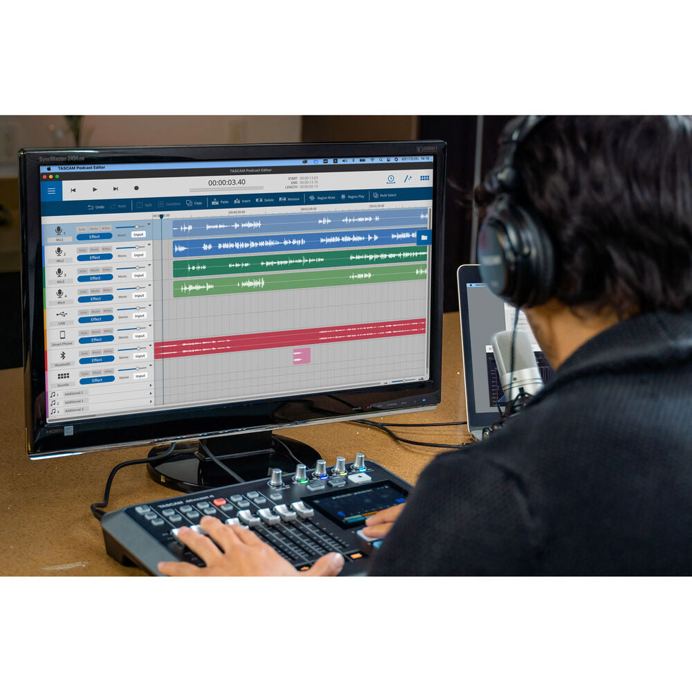 Tascam Mixcast 4 Podcast Mixer, Recorder, and USB Audio Interface