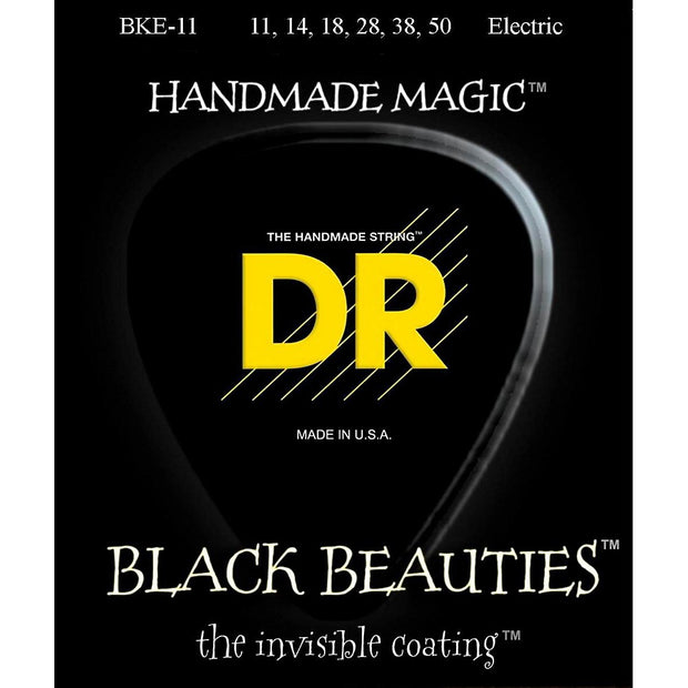 DR Strings BKE-11 (Heavy) - BLACK BEAUTIES - BLACK Coated Electric: 11, 14, 18, 28, 38, 50
