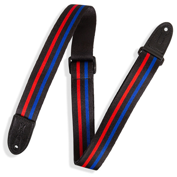 Levy’s MPJR-006 Racing Stripe Kids Guitar Strap - Black / Red / Blue