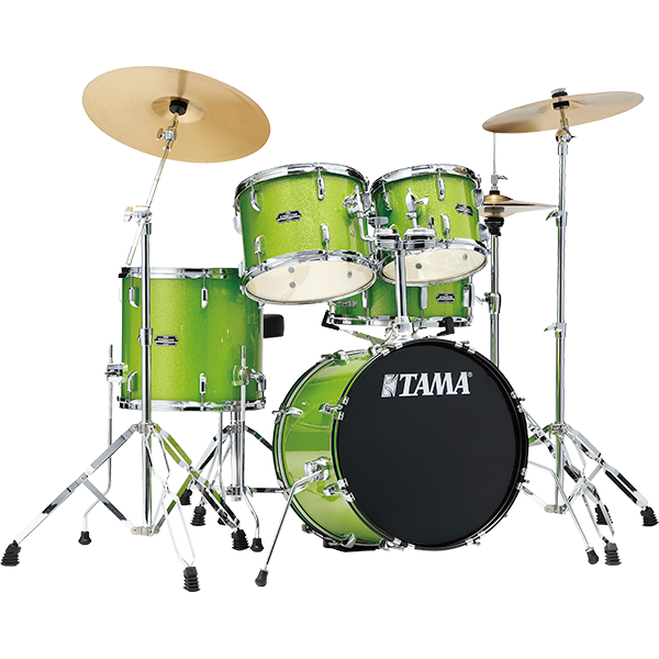 Tama ST52H5CLGS- Stagestar 5-pc Drum Kit W/ Hardware, Throne, Cymbals. Complete Set - Lime Green Sparkle