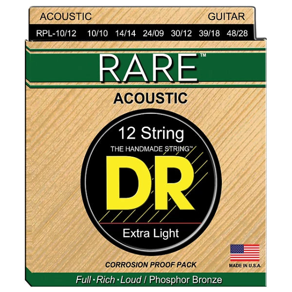DR Strings RPL-10/12 (12 String) - RARE - Phosphor Bronze 12 String Acoustic: Lite