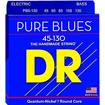 DR Strings PB5-130 (Medium 5's) - PURE BLUES  -Quantum-Nickel: 45, 65, 85, 105, 130