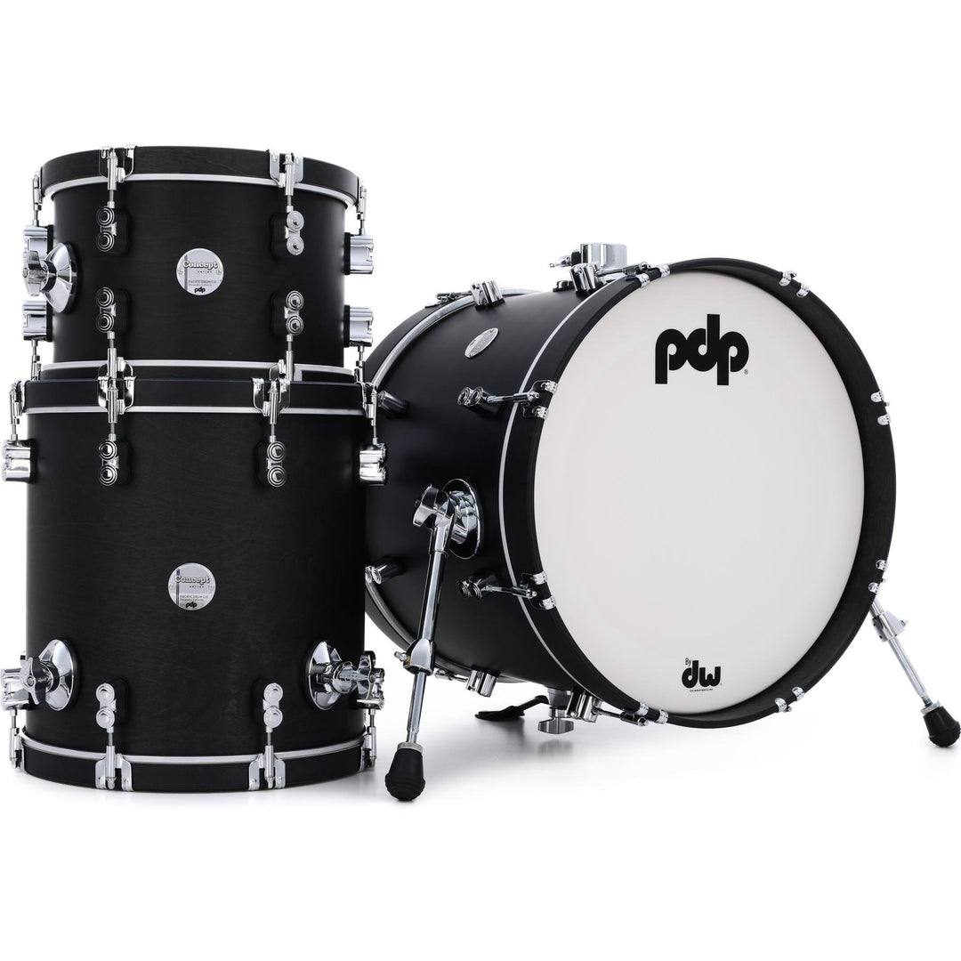PDP Concept Maple Classic Bob Kit 3-Piece Shell Pack (14x18 w/ BDM, 8x12, 14x14FT) - Ebony Satin