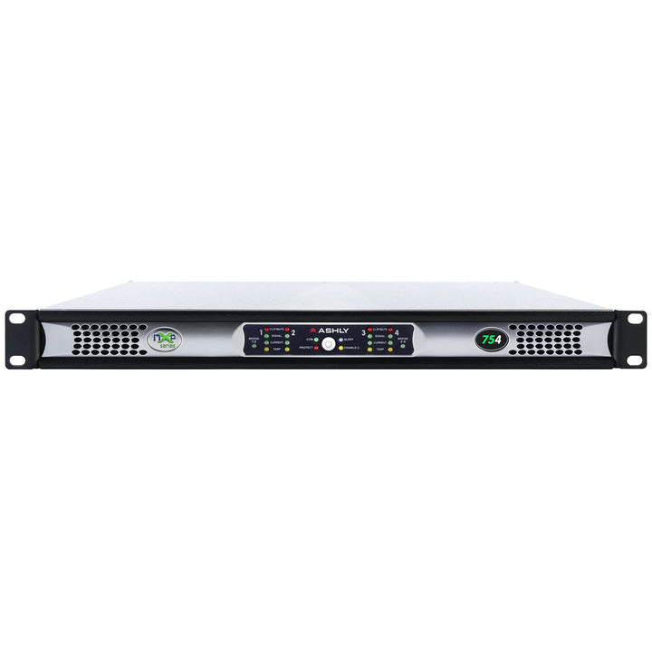 Ashly nXp754 4-Channel Network Power Amplifier 75W at 2 Ohm with Protea DSP