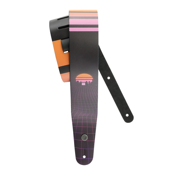 D'Addario OUTRUN 2.5MM LEATHER GUITAR STRAP - POWER GRID
