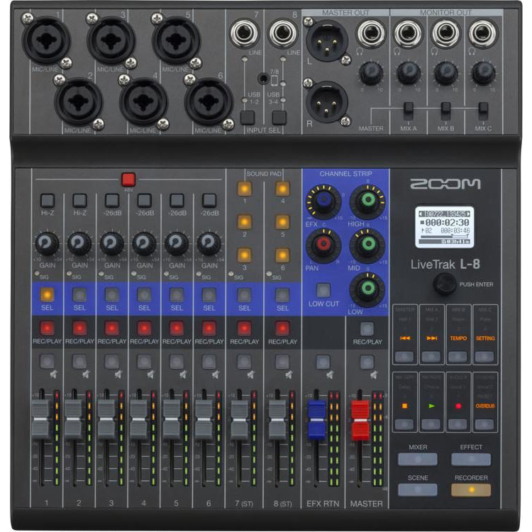 Zoom LiveTrak L‑8 Digital Console Mixer and Recording Interface