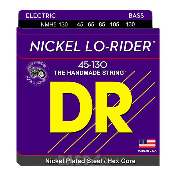 DR Strings NMH5-130 (Medium 5's) - NICKEL LO-RIDER  - Nickel Plated Bass: 45, 65, 85, 105, 130