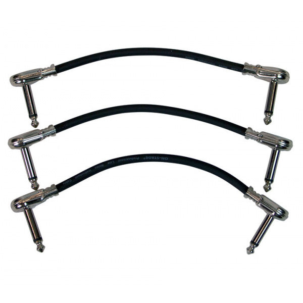 On-Stage PC506B Patch Cable w/ Pancake Connectors 6‚Äù Black (3-Pack)