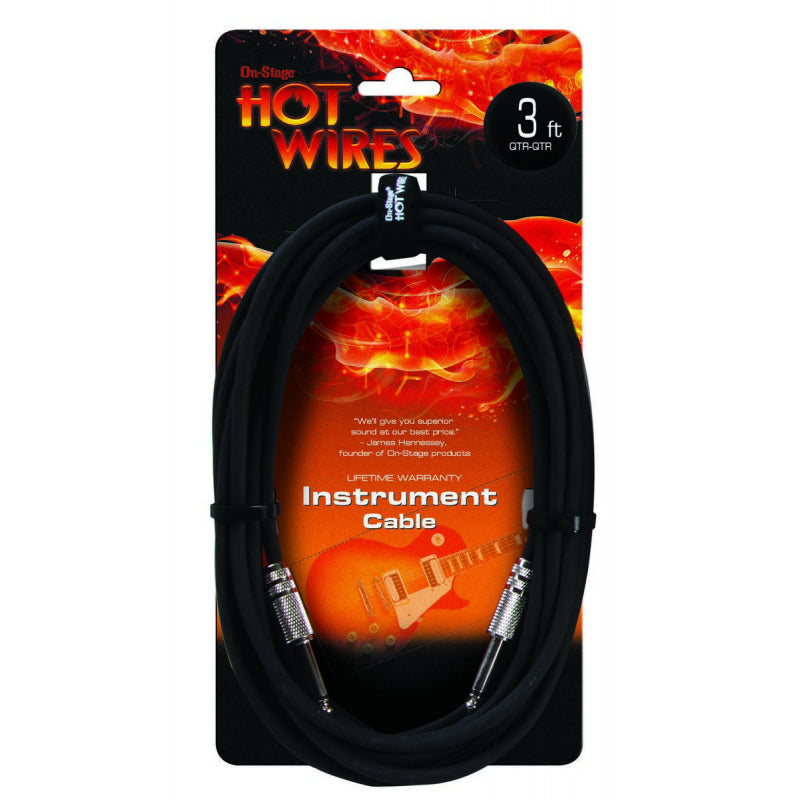 On-Stage IC-3 Instrument Cable QTR-QTR - 3‚Äô