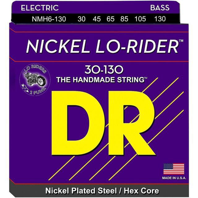 DR Strings NMH6-130 (Medium 6's) - NICKEL LO-RIDER  - Nickel Plated Bass: 30, 45, 65, 85, 105, 130