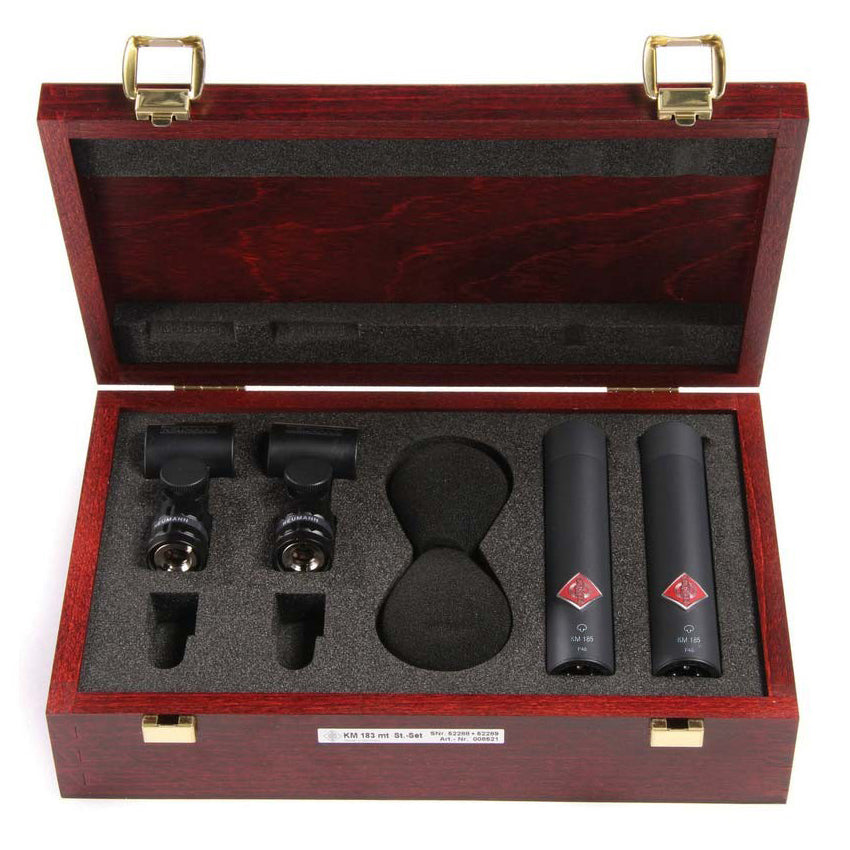 Neumann KM 185-MT-STEREOSET Stereo set includes two each: KM 185, SG 21 BK, WNS 100 in one woodbox