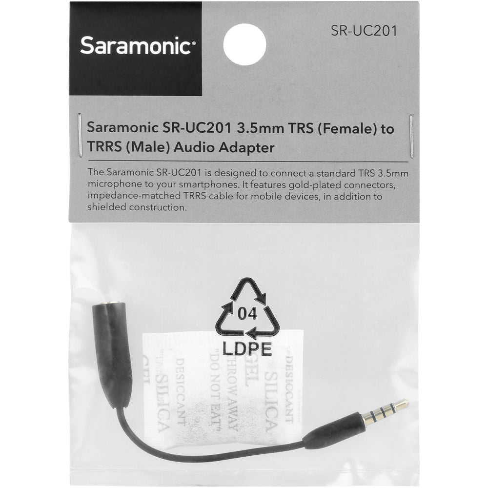 Saramonic SR-UC201 3.5mm TRS Female to 3.5mm TRRS Male Adapter Cable for Smartphones - 3”