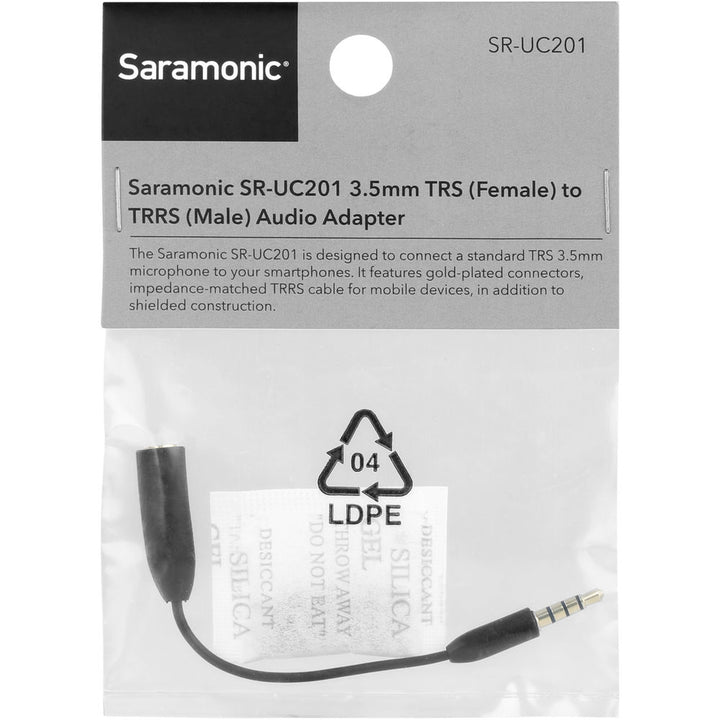 Saramonic SR-UC201 3.5mm TRS Female to 3.5mm TRRS Male Adapter Cable for Smartphones - 3”