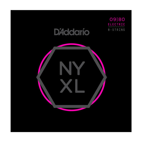 D'Addario NYXL0980 NYXL Electric Guitar Strings - Super Light 8-String Set (09-80)