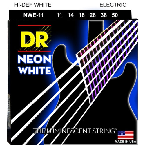 DR Strings NWE-11 (Heavy) - Hi-Def NEON WHITE:  Coated Electric: 11, 14, 18, 28, 38, 50