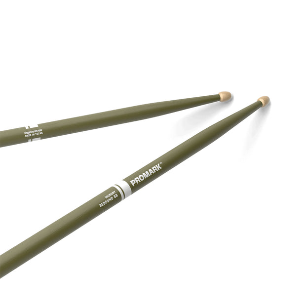 Promark RBH595AW REBOUND 5B Painted Hickory Wood Tip Drumstick - Army Green