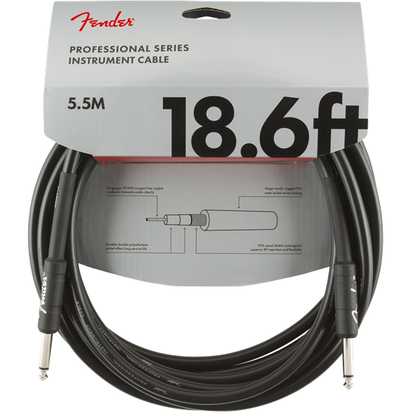 Fender Professional Series Instrument Cable - Black - 18.6ft