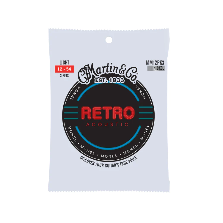 Martin Guitars MM12PK3 Retro Acoustic string set 3 Pack - Monel Wound Light 12-54
