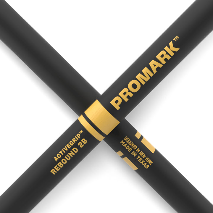 Promark R2BAG-Promark Rebound 2B ActiveGrip Hickory Drumsticks, Acorn Wood Tip