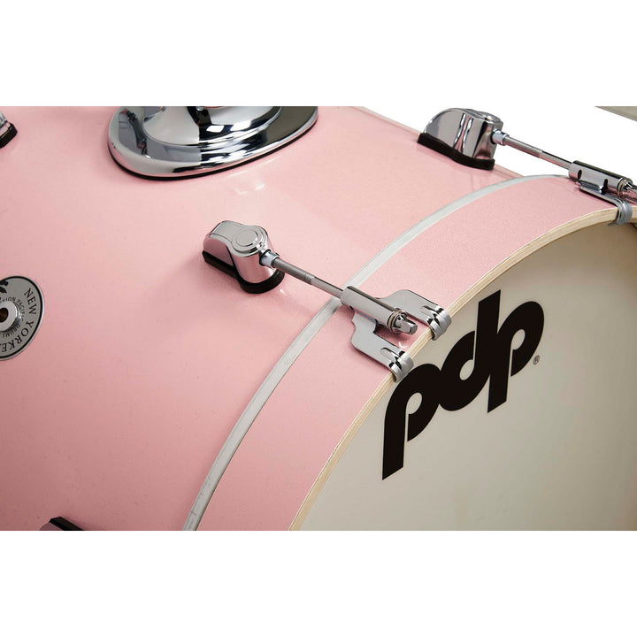 PDNY1604PR- PDP New Yorker 4-Piece Kit FinishPly Shell Pack (14x16 w/ BDM, 8x10, 12x13FT, 5x14 Snare) - Pale Rose Sparkle