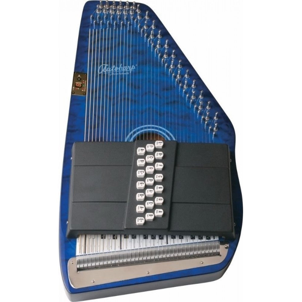 Oscar Schmidt OS21CQTBL Autoharp 21 Chord Classic with Quilt top Quilt Trans Blue