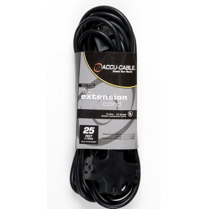 Accu-Cable AC Power 3-Outlet Extension Cable 16-Gauge Black 25 Feet