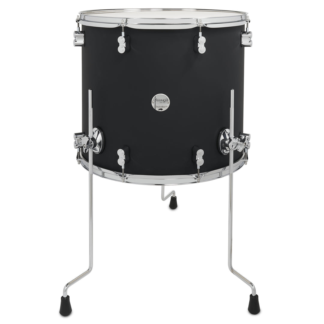 PDP Concept Maple Finish Ply 16x18 Floor Tom w/ Chrome Hardware - Satin Black