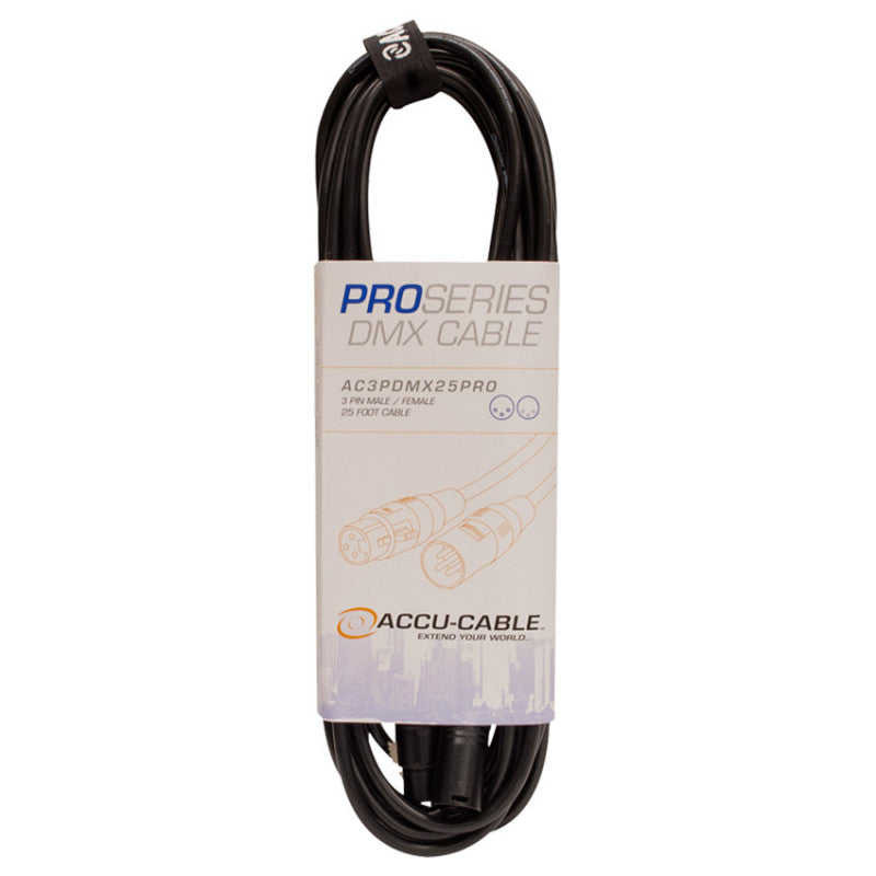 Accu-Cable Professional 3-Pin DMX Cable 25 Feet