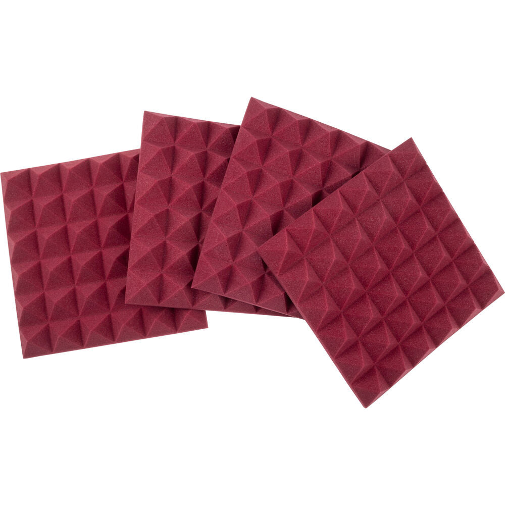 Gator Acoustic Pyramid Panel 12”x12” (4-Pack) - Burgundy
