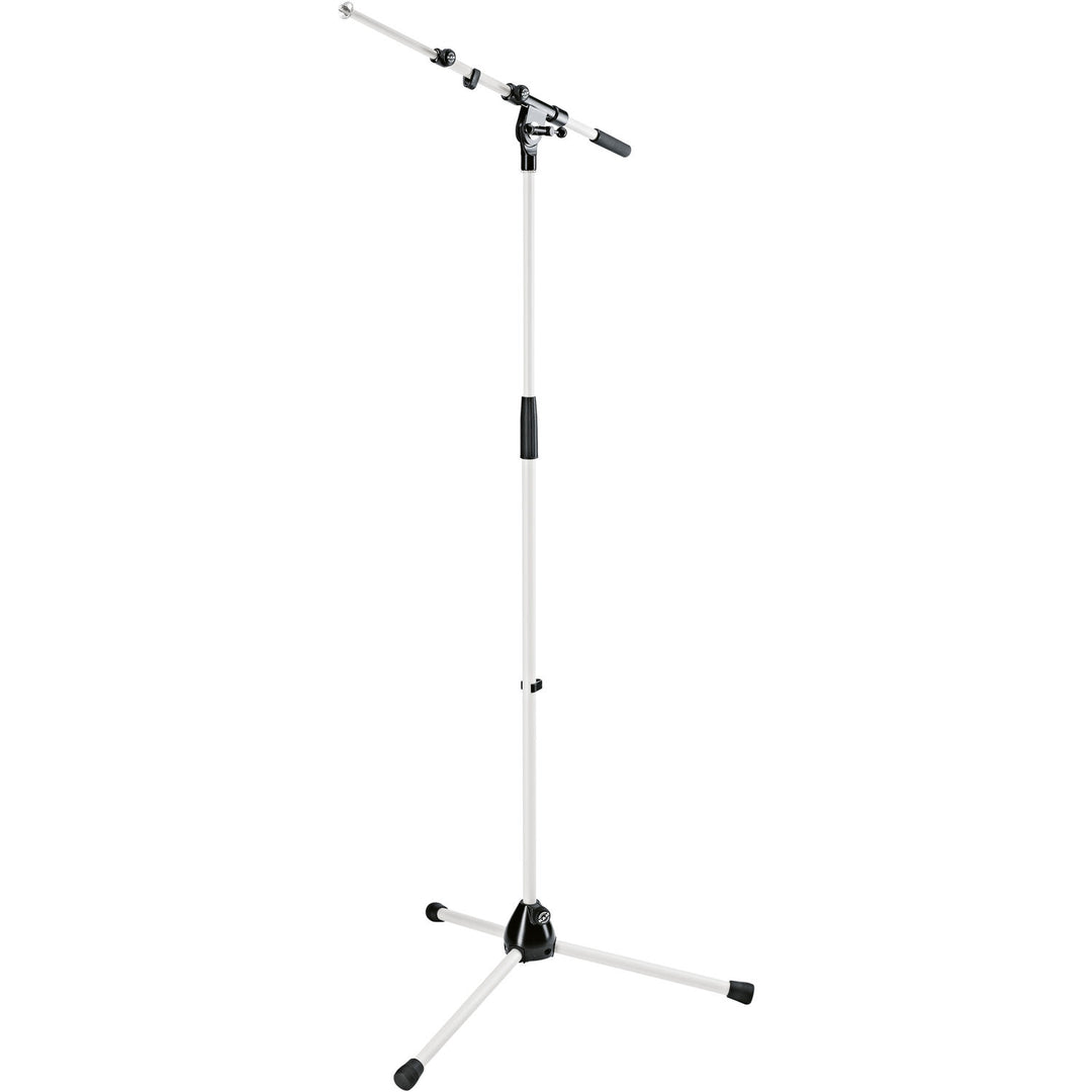 K&M 210/9 Tripod Microphone Stand with Telescoping Boom - White