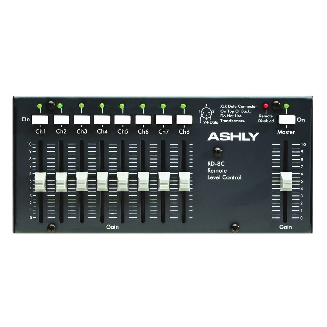 Ashly Wallmount 8-ch + Master Level Controller. Hardwires to Ashly remote data port.