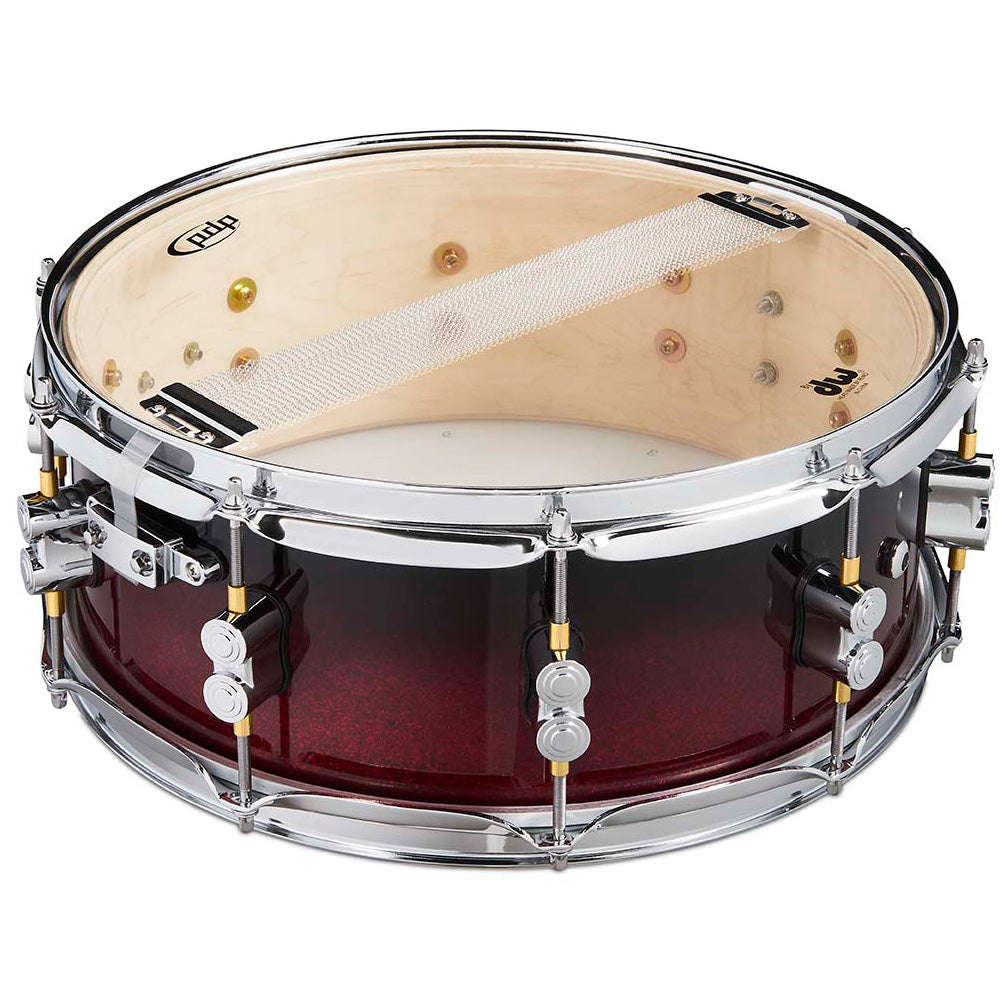 PDP Concept Maple Lacquer 5.5x14 Snare Drum w/ Chrome Hardware - Red to Black Fade