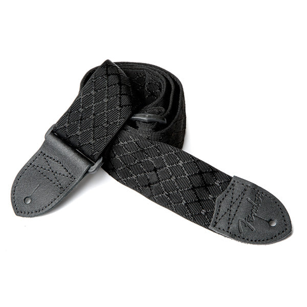 Fender Nylon Jacquard 2 Guitar Strap - Black Satin Diamond