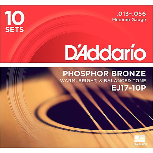 D'Addario EJ17-10P - PROPACK PHOS BRONZE MEDIUM